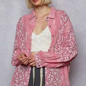 POL Pink Button Down Blouse